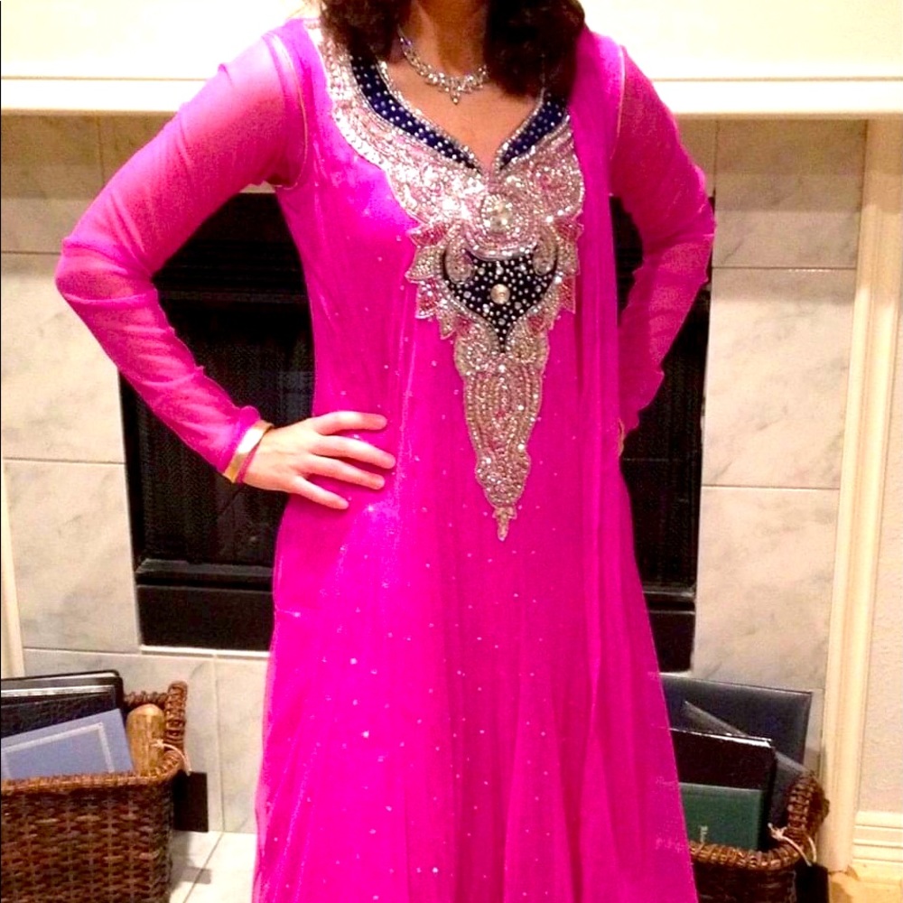 Anarkali salwar kameez (long Indian party dress)